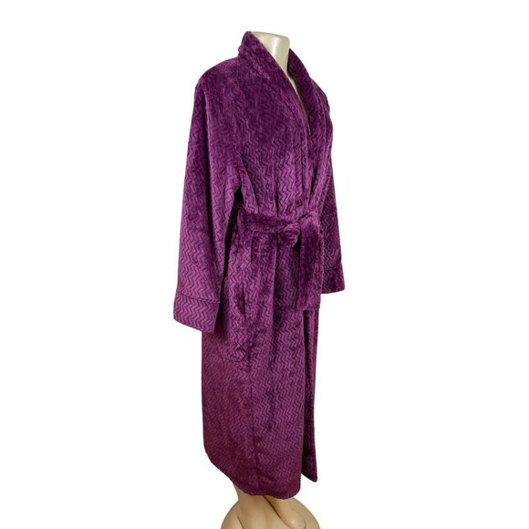 Chapter Club Womens Magenta Chevron Plush Bathrobe Size M/L - New - Picture 2 of 11